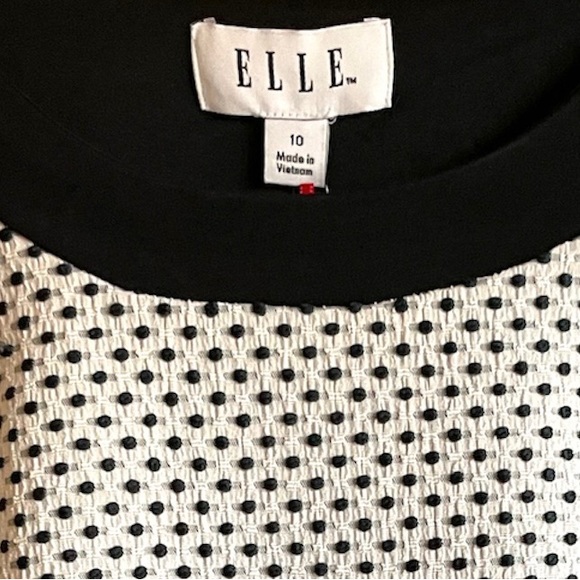 NWT. ELLE™ Striped Jacquard Fit & Flare Dress-Women’s size 10 black & white - Picture 10 of 12